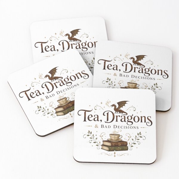 Item preview, Tea, Dragons & Bad Decisions – Fantasy Bookish Design designed and sold by Moonwoven Studio.