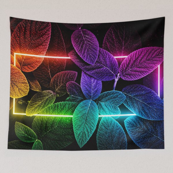 Item preview, Neon Rainbow Leaves with Glowing Frame Aesthetic designed and sold by Exodoi.
