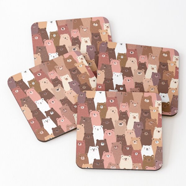 Item preview, Cute Happy Bear Crowd Adorable Woodland Animal Pattern designed and sold by NicolasGlowArt.
