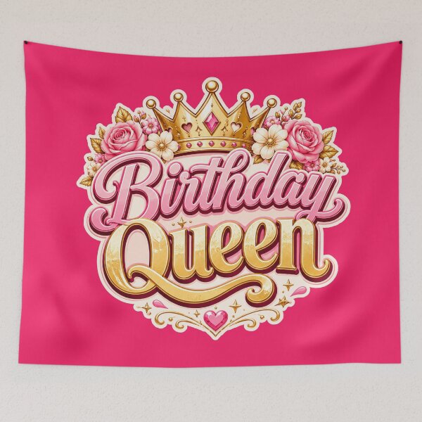Item preview, Birthday Queen Floral Typography Design designed and sold by ArtsyExplorer.