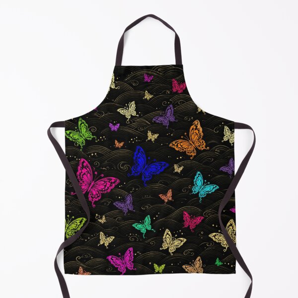Aperçu de l'œuvre Motif papillon néon sur fond noir créée et vendue par AuraMusa.
