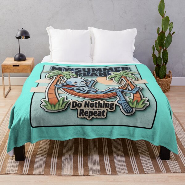 Item preview, My Summer Plan Do Nothing Repeat Skeleton Hammock Graphic — Funny Lazy Summer  designed and sold by SkTee2k.