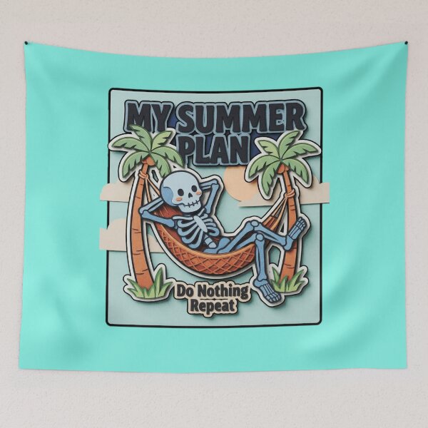 Item preview, My Summer Plan Do Nothing Repeat Skeleton Hammock Graphic — Funny Lazy Summer  designed and sold by SkTee2k.