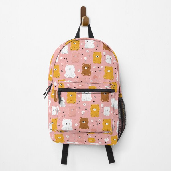 Item preview, Kawaii Cute Bear Cub Pink Floral Pattern designed and sold by NicolasGlowArt.