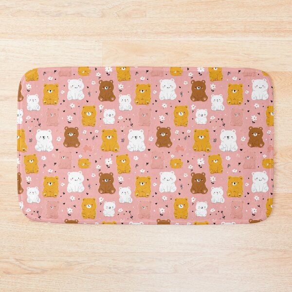 Item preview, Kawaii Cute Bear Cub Pink Floral Pattern designed and sold by NicolasGlowArt.
