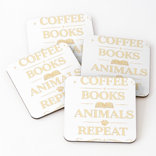 Item preview, Coffee Books Animals Repeat Shirt, Cozy Book Lover Gift, Vintage Coffee Lover Tee, Animal Lover Aesthetic, Retro Typography Design designed and sold by batoot1.