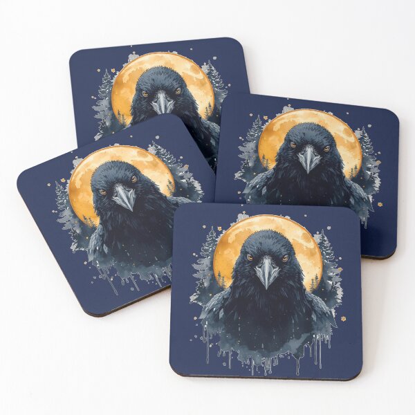 Item preview, Dark Raven Under Moon | Gothic Watercolor Crow Art designed and sold by Biedroneczka.