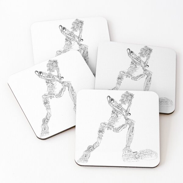 Item preview, Walking Skeleton Robot - Sticker PNG 3D Sketch B&W - Laptop Helmet designed and sold by Keltoi-art.
