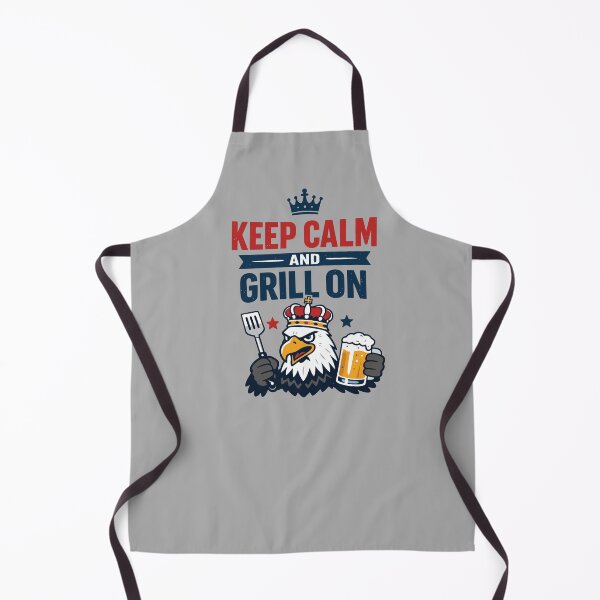 Item preview, Keep Calm and Grill On — Patriotic Bald Eagle King with Beer and Spatula designed and sold by Mikoff04-arts.