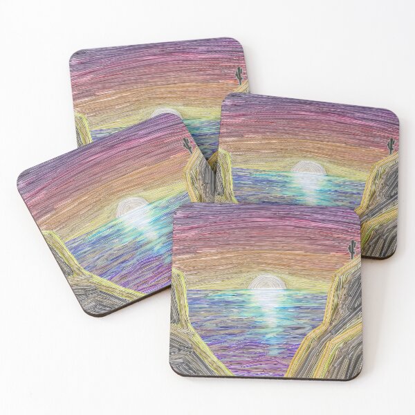 Item preview, Sunset Canyons - Textured Digital Painting of the Sea - Canvas Print designed and sold by Keltoi-art.