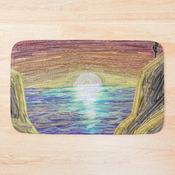 Item preview, Sunset Canyons - Textured Digital Painting of the Sea - Canvas Print designed and sold by Keltoi-art.