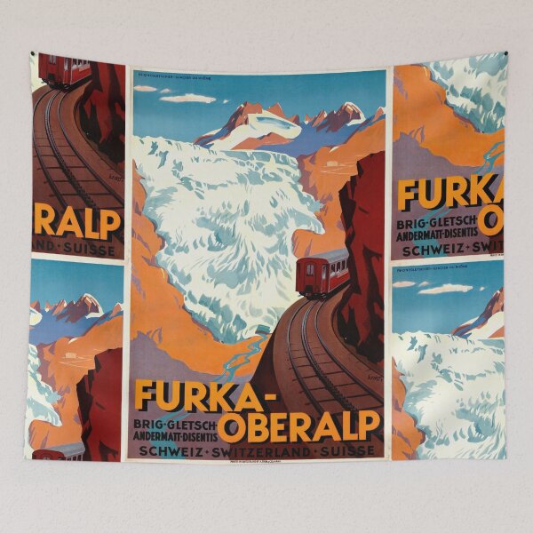 Item preview, Vintage Swiss Alps Poster | Furka-Oberalp Railway Art | Rhone Glacier Travel Print | Art Deco Scenic Train Landscape designed and sold by artofuniverse.