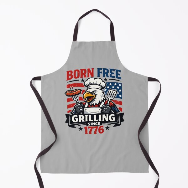 Item preview, Born Free Grilling Since 1776 — Patriotic Bald Eagle Chef American Flag BBQ Design designed and sold by Mikoff04-arts.