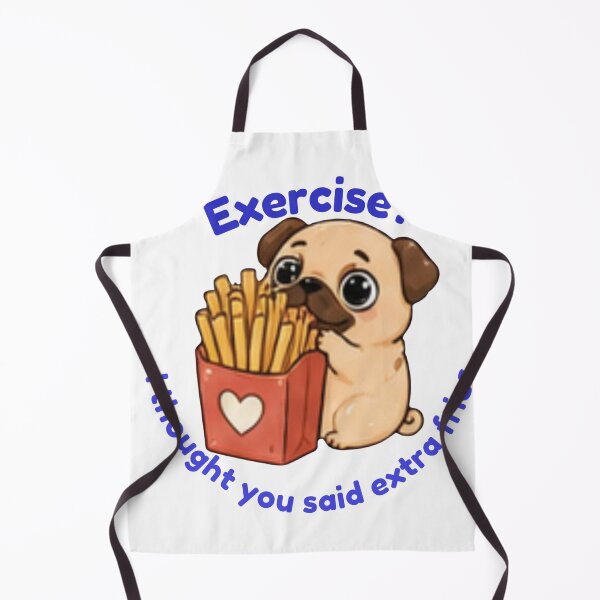 Item preview, Exercise? I Thought You Said Extra Fries Funny Pug Sticker | designed and sold by Bud the Pug & Friends .