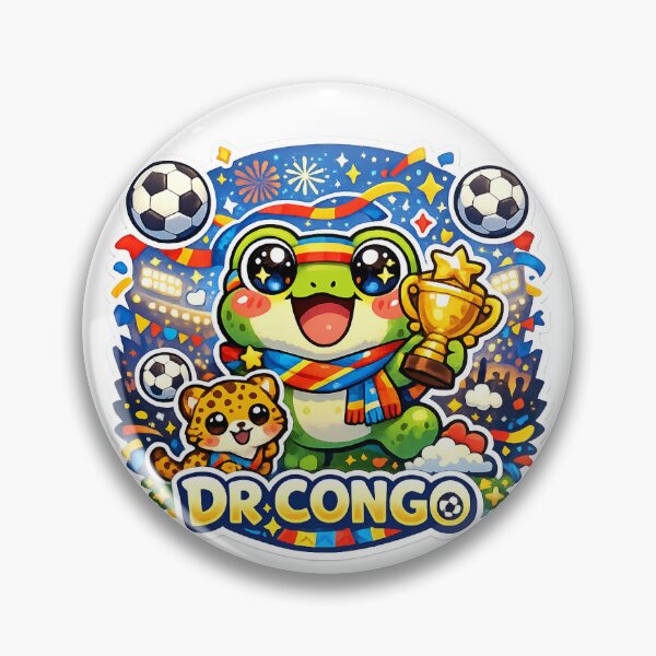 Item preview, Cute Kawaii Frog DR Congo Football Fan Sticker designed and sold by Cozy404Lab.