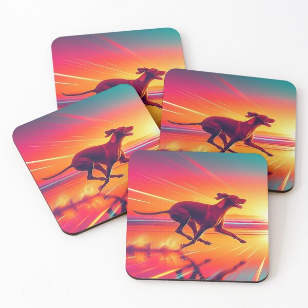Item preview, Vizsla Dog Sunset Run – Neon Retro Art designed and sold by Dogandesighn.