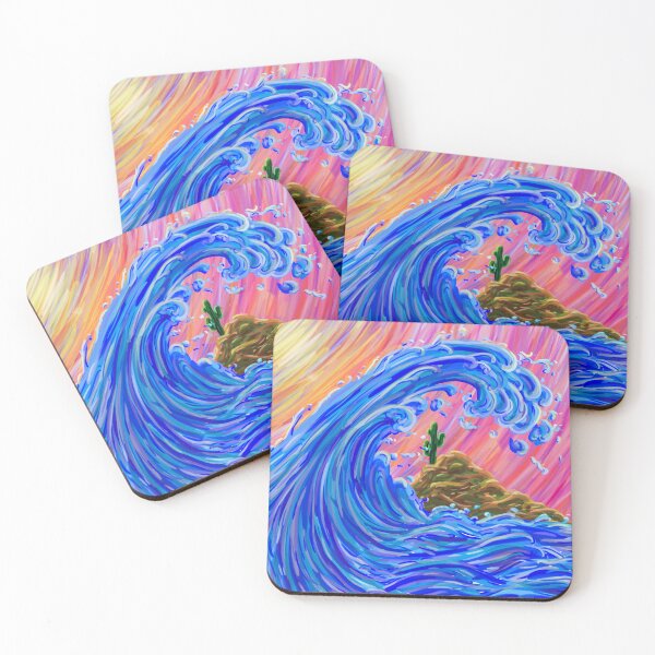 Item preview, Hokusai Desert Wave - Digital Painting of a Cactus - Pop Art Poster designed and sold by Keltoi-art.