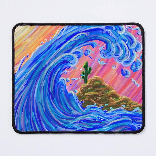 Item preview, Hokusai Desert Wave - Digital Painting of a Cactus - Pop Art Poster designed and sold by Keltoi-art.