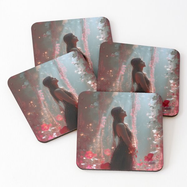 Item preview, Ethereal Woman Red Flowers Enchanted Forest Art designed and sold by PixelFable Studio.