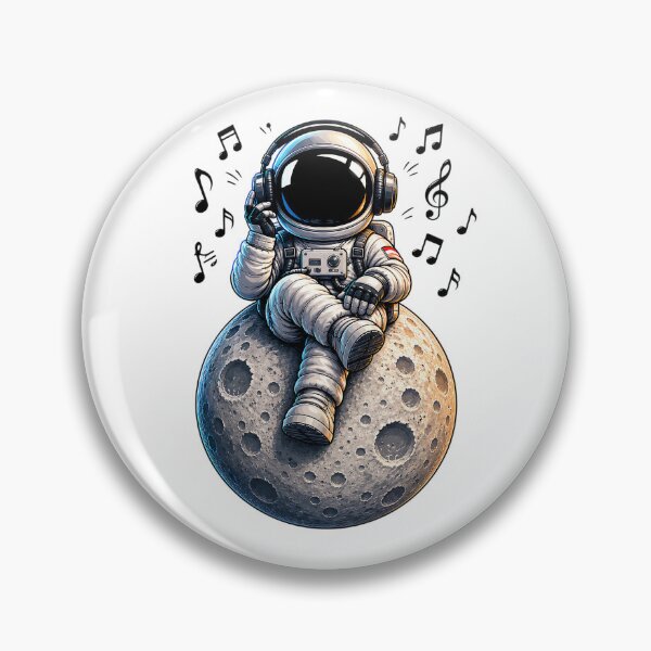 Artikelvorschau, Astronaut hört Musik auf dem Mond Premium Sticker Design entworfen und verkauft von builtforyou.