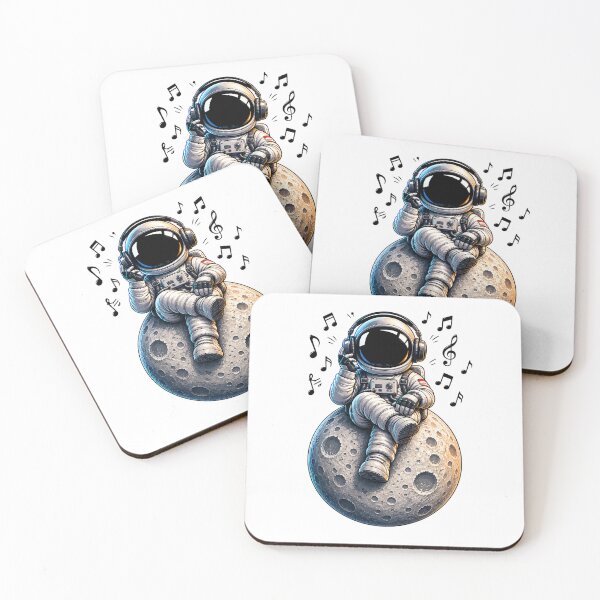 Item preview, Astronaut Listening to Music on the Moon Premium Sticker Design designed and sold by builtforyou.