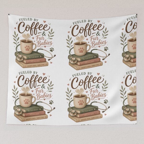 Item preview, Fueled By Coffee & Fur Babies Shirt, Veterinary Student Gift, Vet Tech Coffee Lover Tee, Animal Lover Aesthetic, Cozy Vet Medicine Design designed and sold by batoot1.