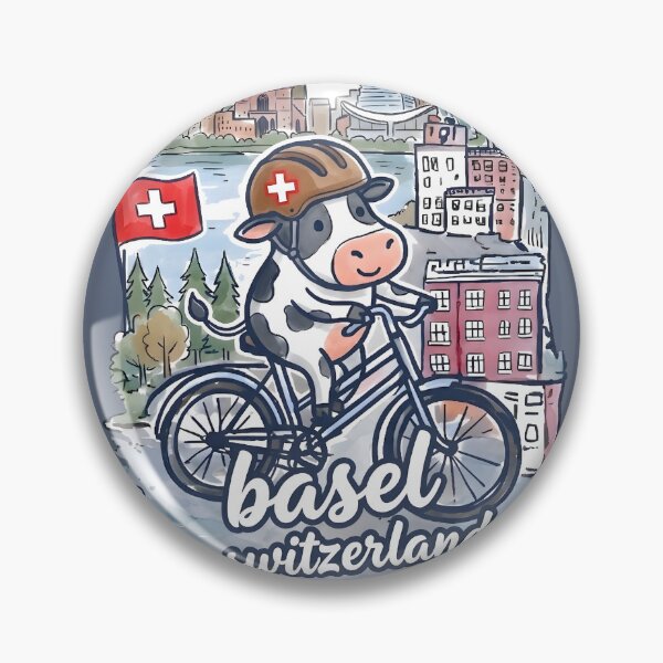 Item preview, Basel Switzerland Bicycling Cute Cyclist Skyline Pride  designed and sold by HowToCanadian.