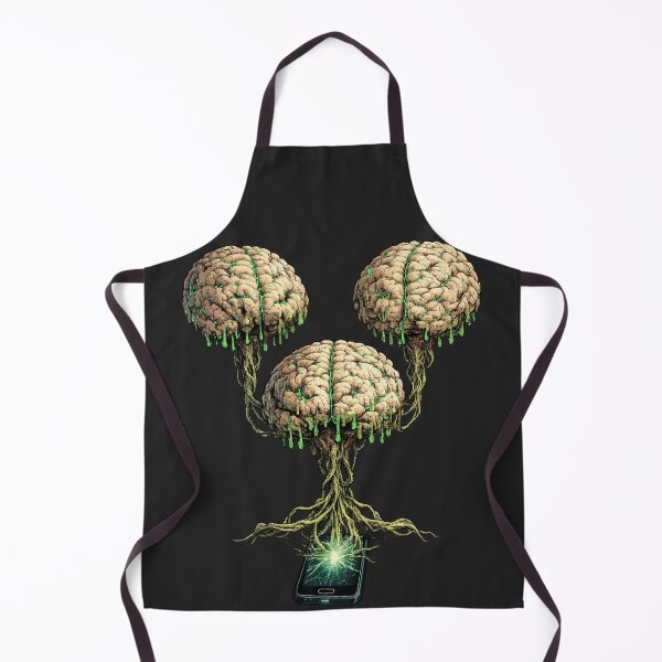 Item preview, Floating Rotting Brain Network - Three floating, grotesque, rotting brains connected to a cell phone. designed and sold by shorethings.