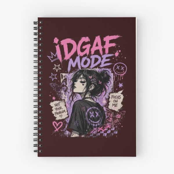 Item preview, IDGAF MODE Anime Goth Girl Graphic Tee | Emo Aesthetic Streetwear | Pink Purple Grunge Manga Shirt designed and sold by ELVIN DESIGNS.