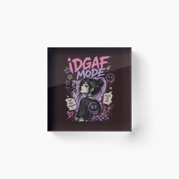 Item preview, IDGAF MODE Anime Goth Girl Graphic Tee | Emo Aesthetic Streetwear | Pink Purple Grunge Manga Shirt designed and sold by ELVIN DESIGNS.