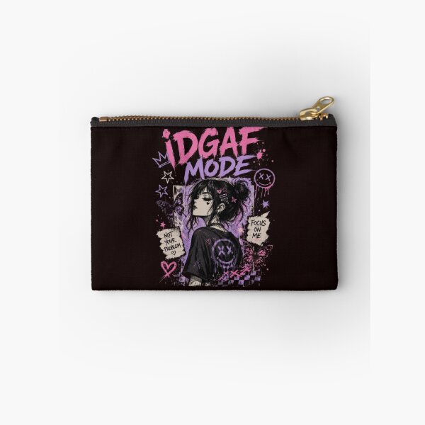 Item preview, IDGAF MODE Anime Goth Girl Graphic Tee | Emo Aesthetic Streetwear | Pink Purple Grunge Manga Shirt designed and sold by ELVIN DESIGNS.