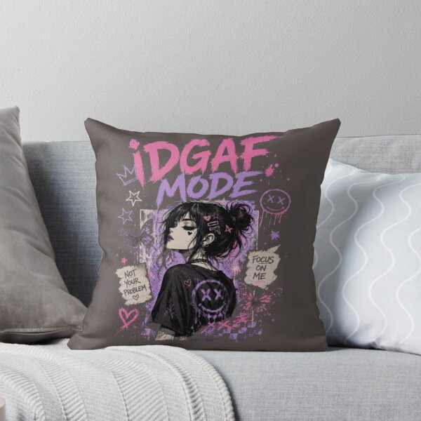 Item preview, IDGAF MODE Anime Goth Girl Graphic Tee | Emo Aesthetic Streetwear | Pink Purple Grunge Manga Shirt designed and sold by ELVIN DESIGNS.