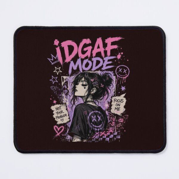 Item preview, IDGAF MODE Anime Goth Girl Graphic Tee | Emo Aesthetic Streetwear | Pink Purple Grunge Manga Shirt designed and sold by ELVIN DESIGNS.