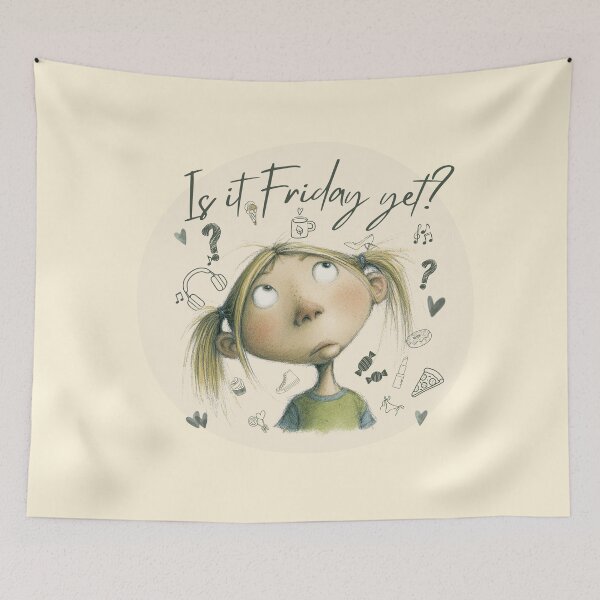 Item preview, Girl Is It Friday Yet? – Whimsical Weekend Vibes for Coffee Lovers, Introverts and Dreamers designed and sold by illeN-Art-World.