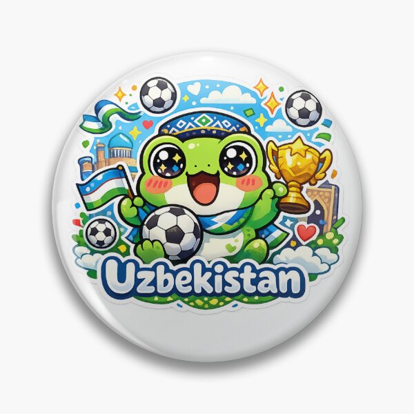 Item preview, Pegatina de Rana Kawaii Fan del Fútbol Uzbekistán designed and sold by Cozy404Lab.