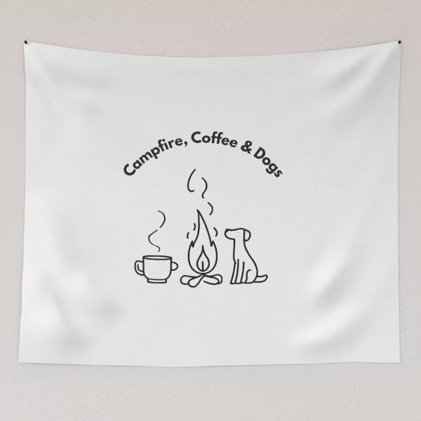Item preview, Campfire Coffee & Dogs Cozy Outdoor Camping Quote Design designed and sold by gluxdesing.