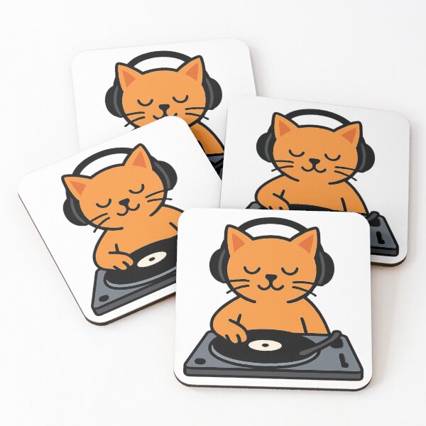 Item preview, Cool Cat DJ Scratching Vinyl Records designed and sold by Form & Fauna.
