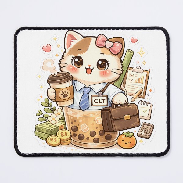 Item preview, Cute CLT Worker Cat Sticker designed and sold by PixelMood Stickers.
