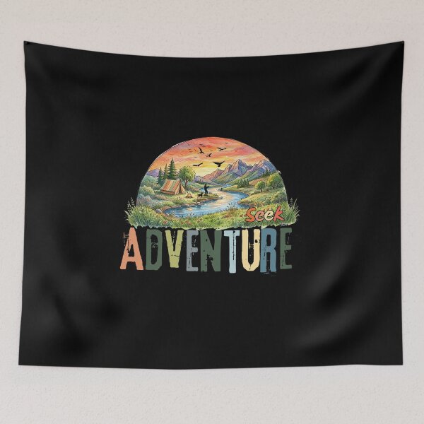 Item preview, Seek Adventure Vintage Camping and Mountains Nature Sunset designed and sold by paws-peaks-adv.