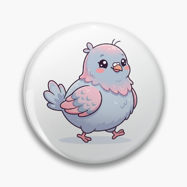 Item preview, Cute Kawaii Pigeon | Pastel Fluffy Bird Walking Illustration designed and sold by HelgaCraftery.