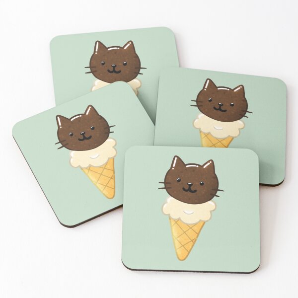 Item preview, Chocolate Cat Ice Cream Cone – Cute Cat Summerween Treat designed and sold by DerpCat Sketches.
