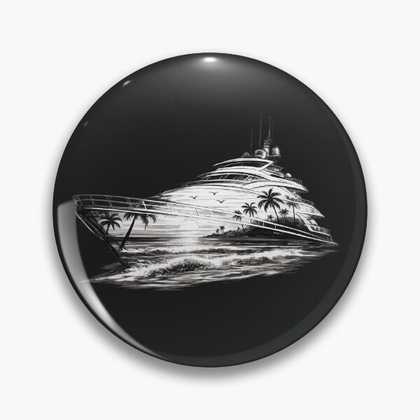 Item preview, Luxury Yacht Sunset Sketch – Black Line Art Design designed and sold by Les-Ink-Studio.