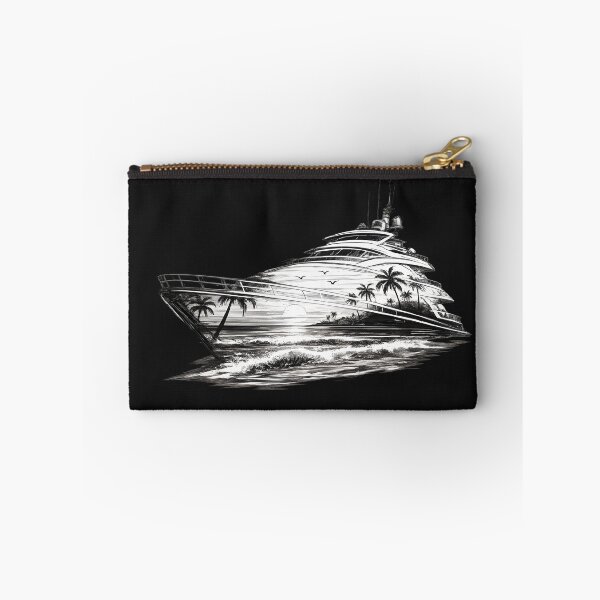 Item preview, Boceto de yate de lujo al atardecer – Diseño de arte lineal en negro designed and sold by Les-Ink-Studio.
