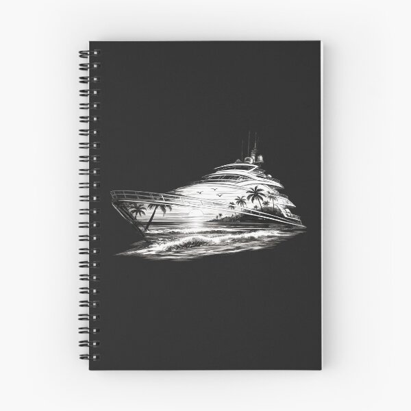 Aperçu de l'œuvre Croquis de coucher de soleil sur un yacht de luxe – Dessin au trait noir créée et vendue par Les-Ink-Studio.