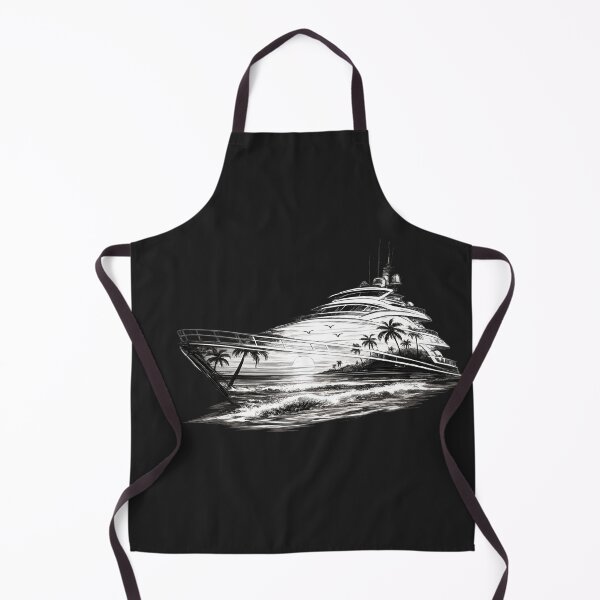 Item preview, Boceto de yate de lujo al atardecer – Diseño de arte lineal en negro designed and sold by Les-Ink-Studio.
