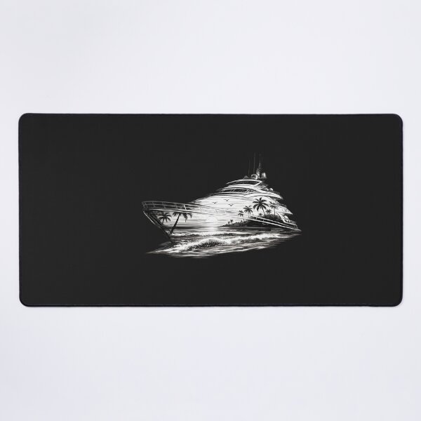 Item preview, Luxury Yacht Sunset Sketch – Black Line Art Design designed and sold by Les-Ink-Studio.