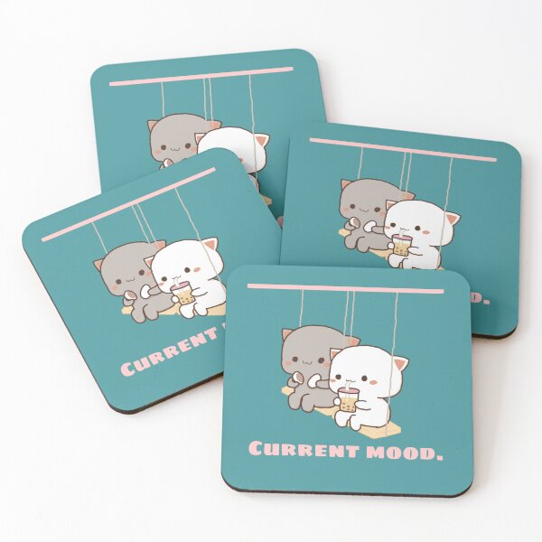 Item preview, Current Mood Cute Cats Drinking Boba Milk Tea designed and sold by FMSeamlessArt.