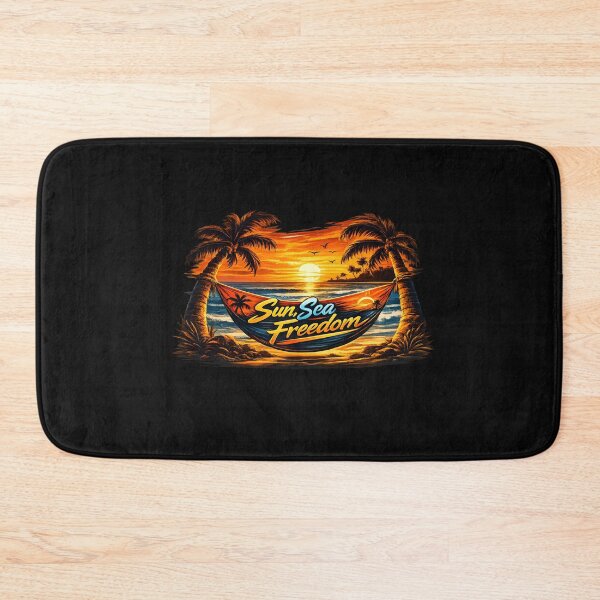 Item preview, Sun, Sea, Freedom – Tropical Hammock Sunset Design designed and sold by Les-Ink-Studio.
