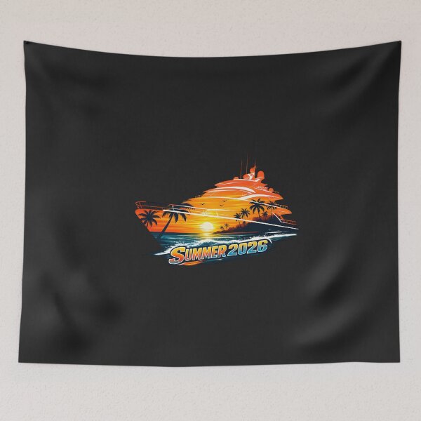 Item preview, Summer 2026 Luxury Yacht Sunset Retro Design designed and sold by Les-Ink-Studio.