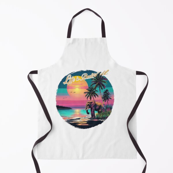 Item preview, Vibrant Tropical Sunset Elephant Retro Palm Trees Graphic designed and sold by PrintforDesign.